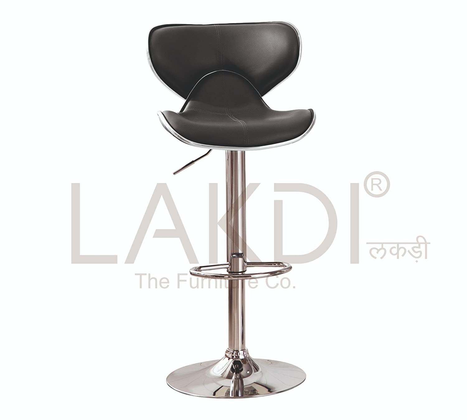 Bar Stool Metal Chrome Base Horse Shape Leatherette -