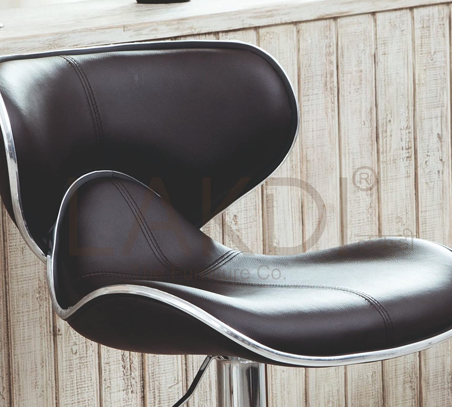 Bar Stool Metal Chrome Base Horse Shape Leatherette -
