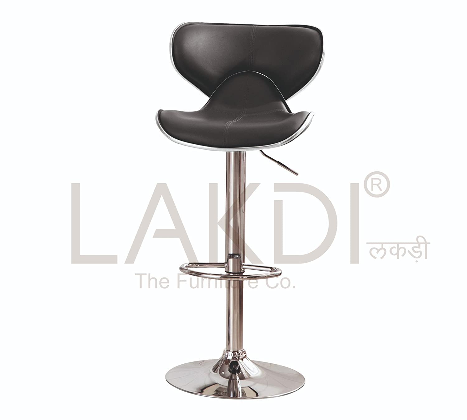 Bar Stool Metal Chrome Base Horse Shape Leatherette -