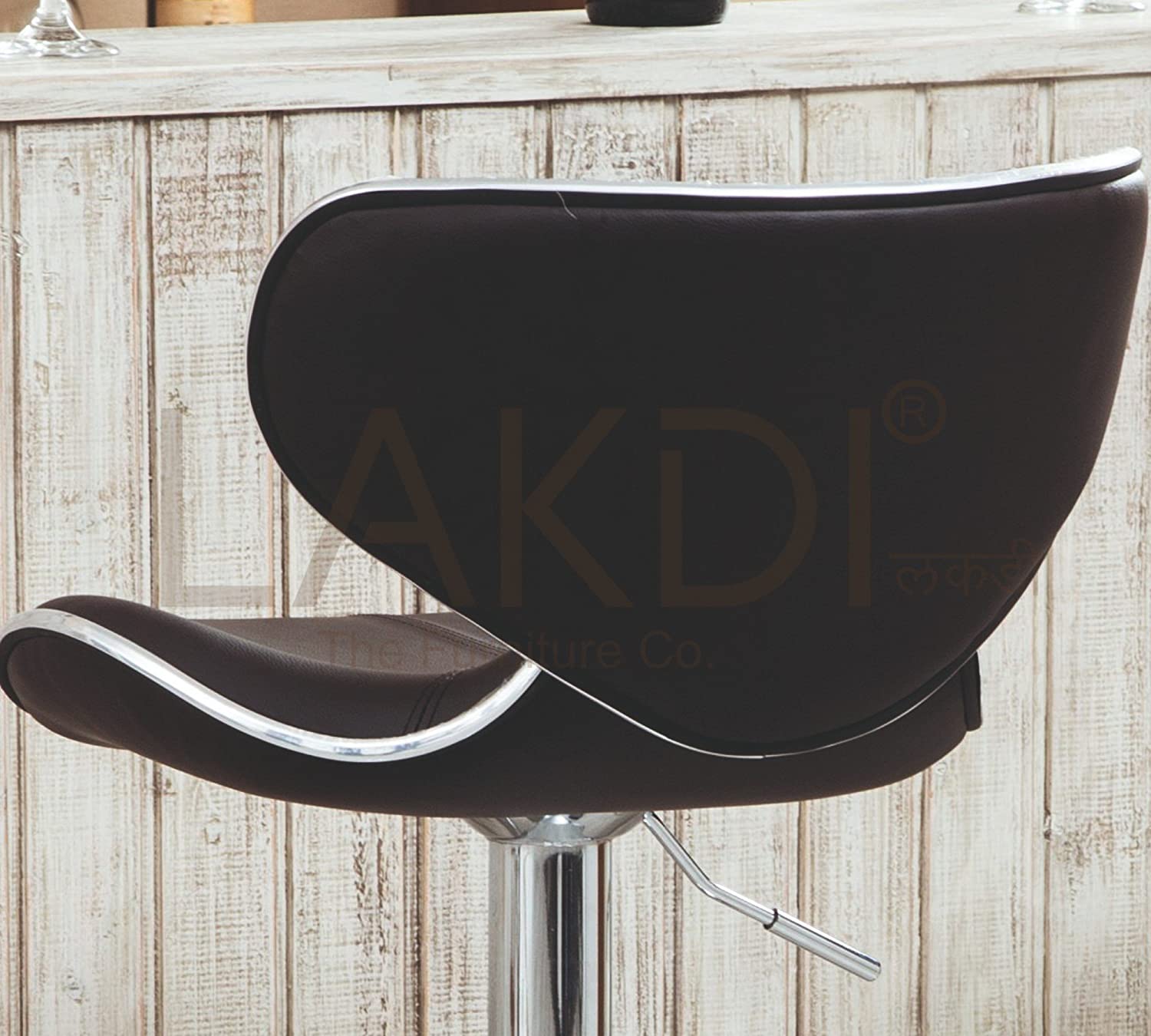 Bar Stool Metal Chrome Base Horse Shape Leatherette -