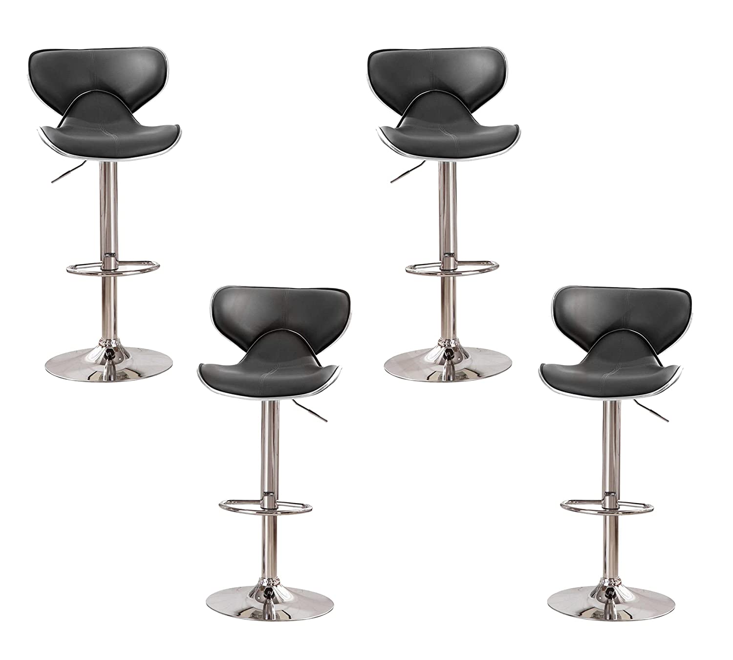 Bar Stool Metal Chrome Base Horse Shape Leatherette -