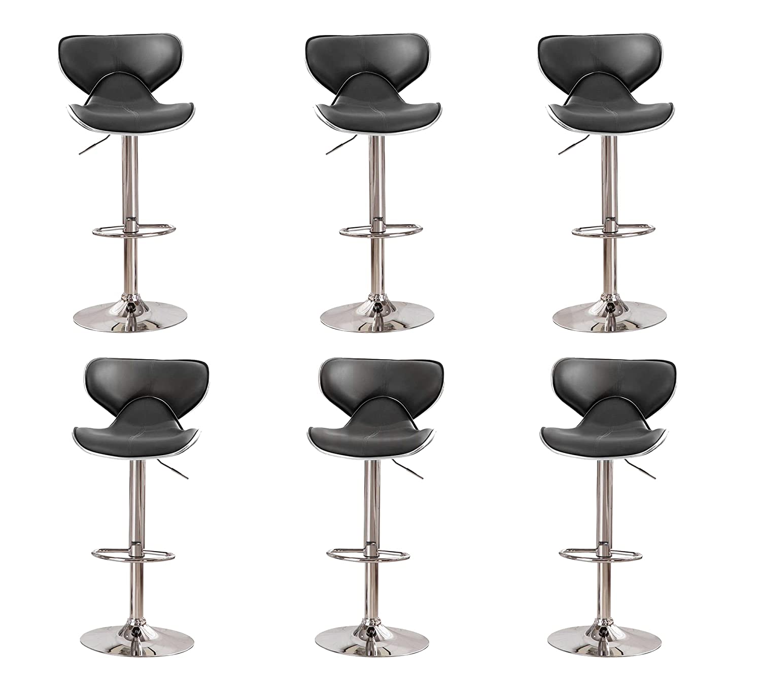 Bar Stool Metal Chrome Base Horse Shape Leatherette -
