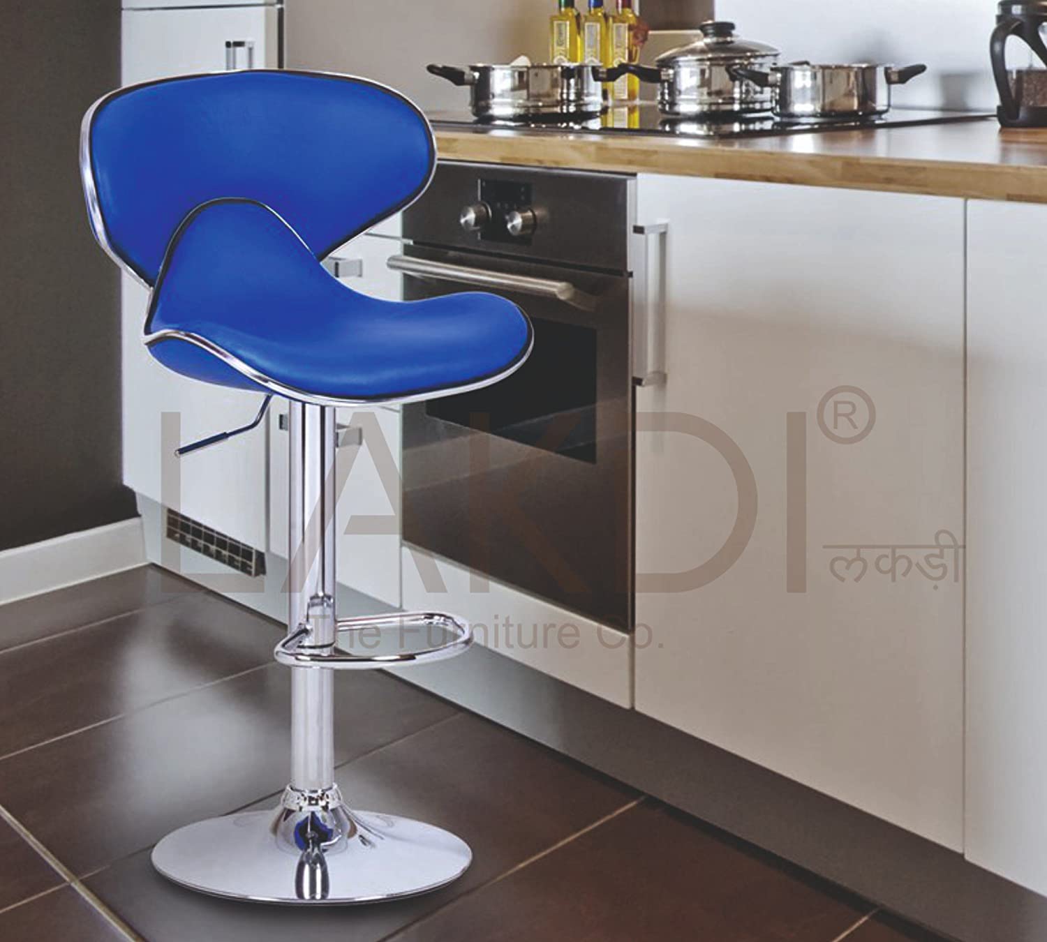 Bar Stool Metal Chrome Base Horse Shape Leatherette -