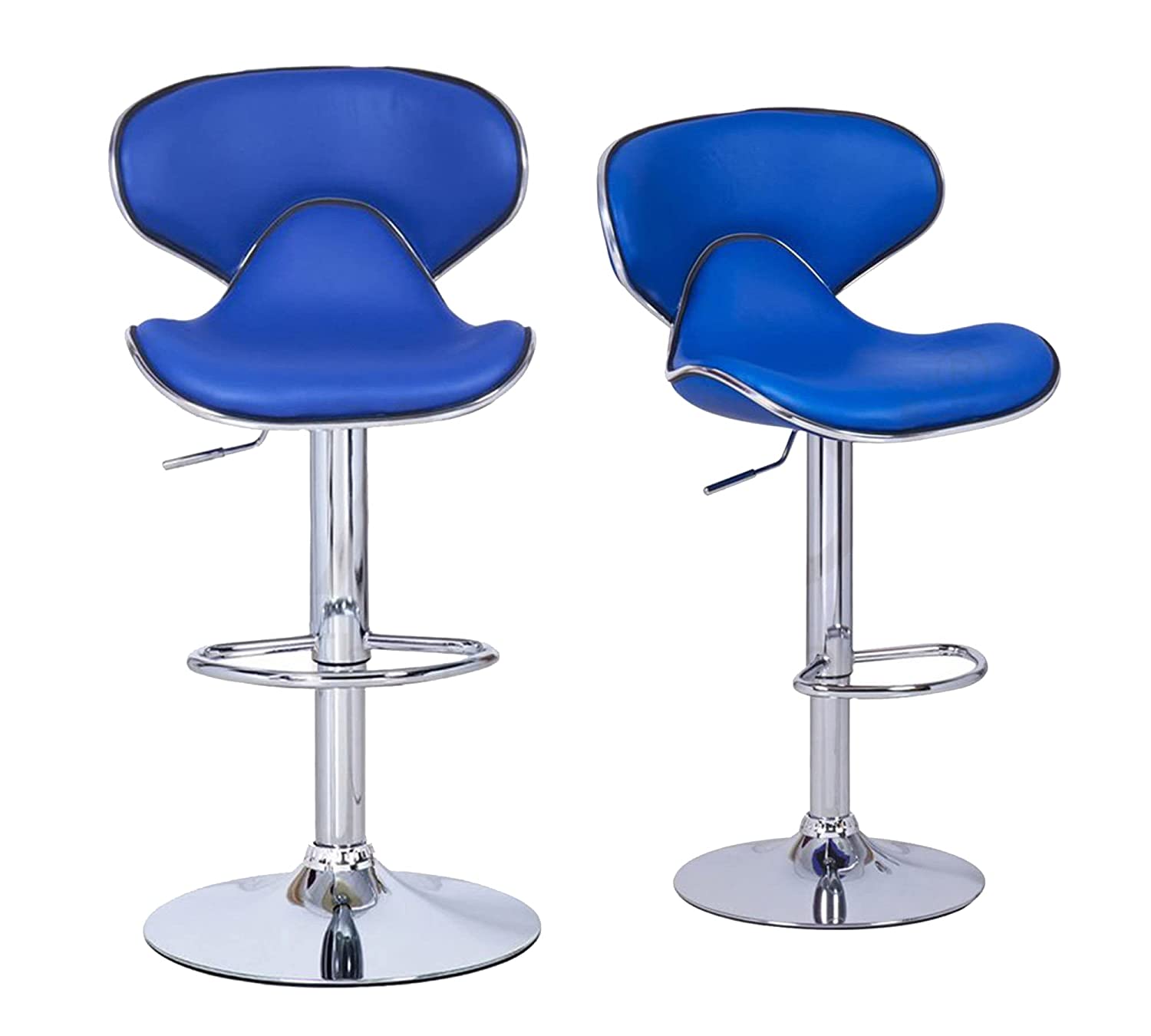 Bar Stool Metal Chrome Base Horse Shape Leatherette -