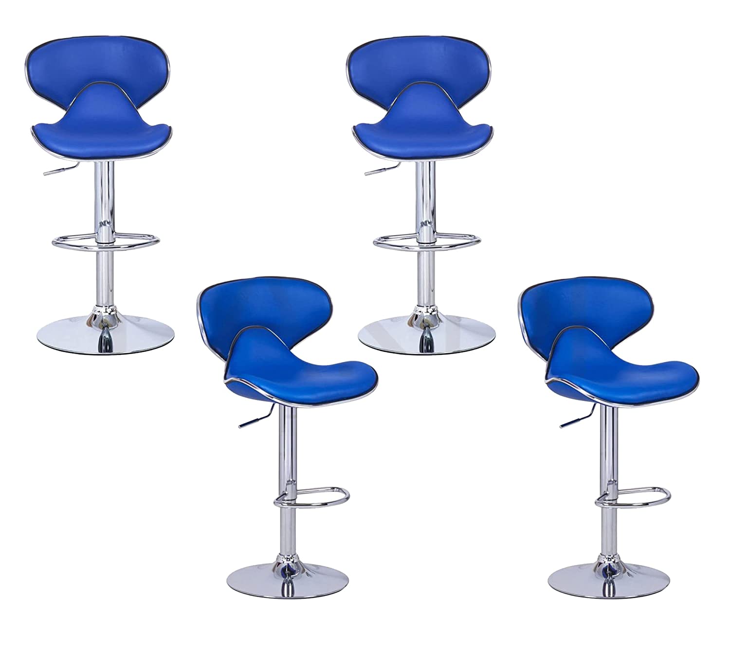 Bar Stool Metal Chrome Base Horse Shape Leatherette -