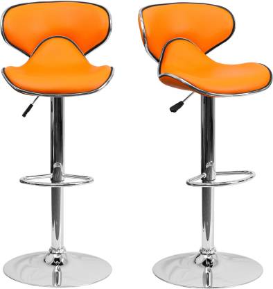 Bar Stool Metal Chrome Base Horse Shape Leatherette -