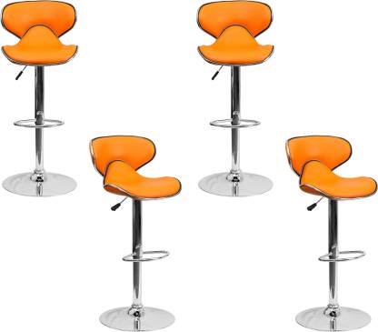 Bar Stool Metal Chrome Base Horse Shape Leatherette -