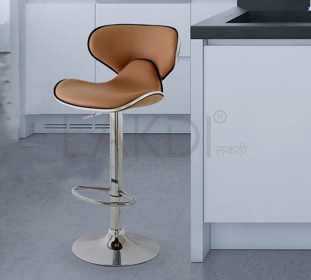 Bar Stool Metal Chrome Base Horse Shape Leatherette -
