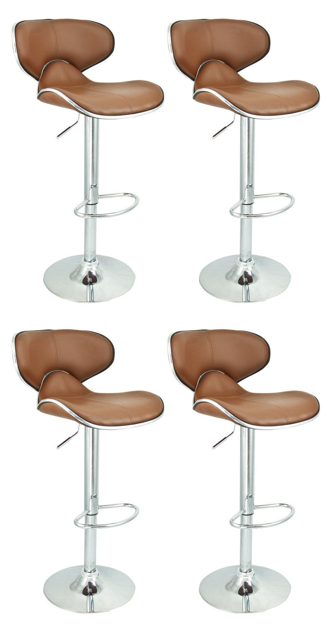 Bar Stool Metal Chrome Base Horse Shape Leatherette -