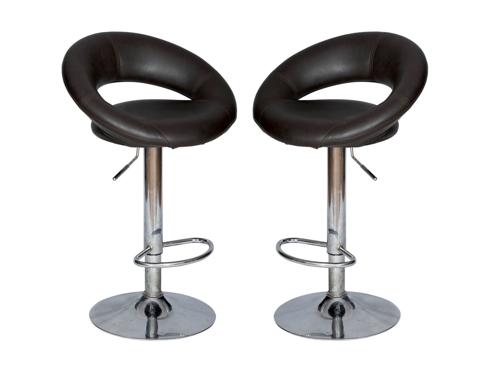 Bar Stool With Height Adjustable Metal Chrome Finish Base