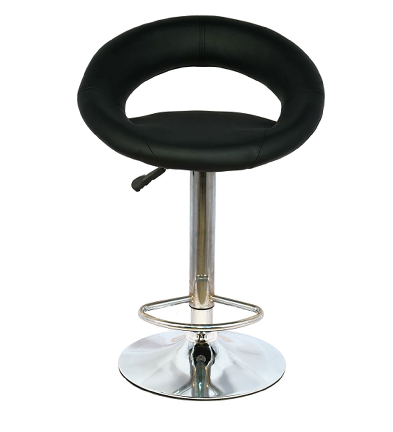 Bar Stool With Height Adjustable Metal Chrome Finish Base -