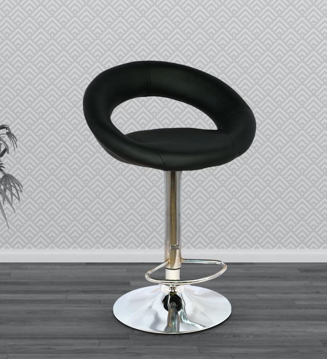Bar Stool With Height Adjustable Metal Chrome Finish Base -