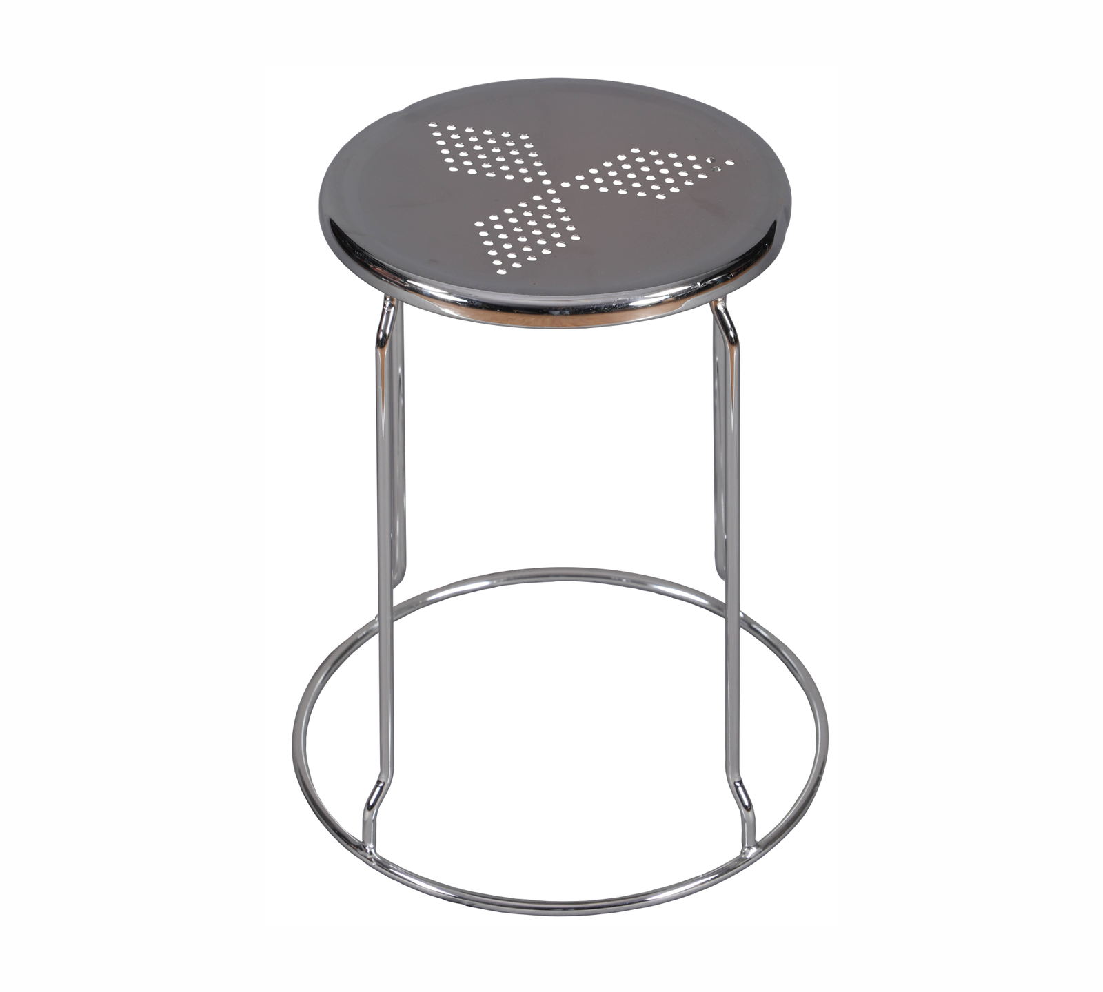 Bar Stool With Metal Frame & Chrome Legs Base -