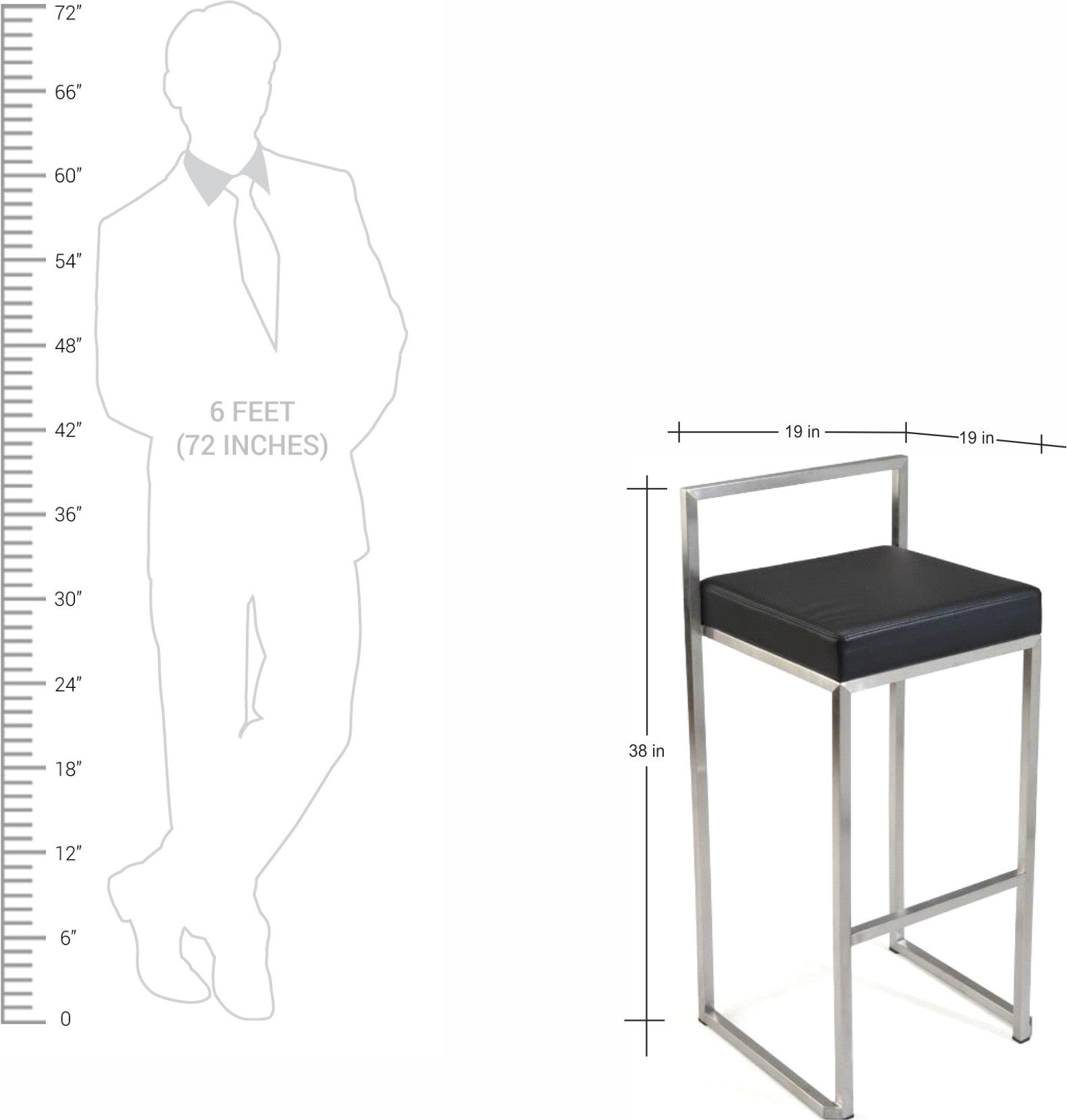 Bar Stool With Metal Frame Legs Base -