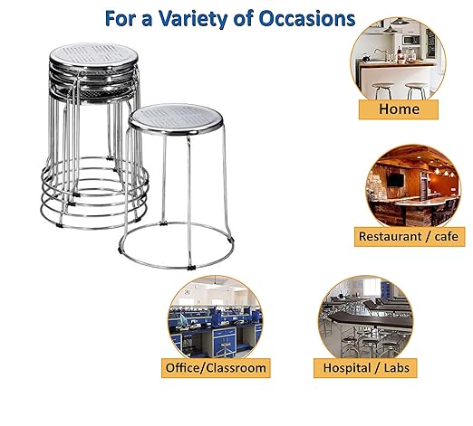 Bar Stool With Metal Frame with Chrome Legs Base -