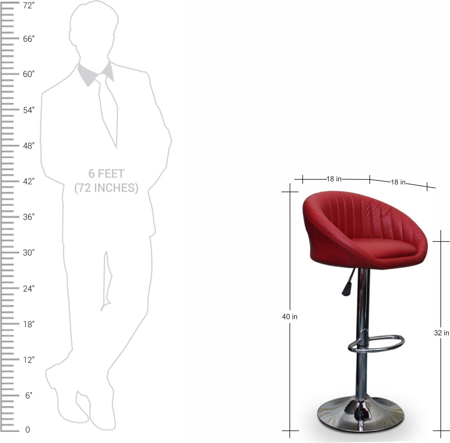Bar Stool with Height Adjustable Metal Chrome Base -