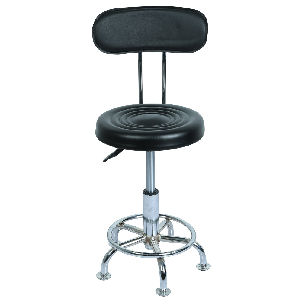 Bar Stool with Height Adjustable Metal Chrome Base, Black -