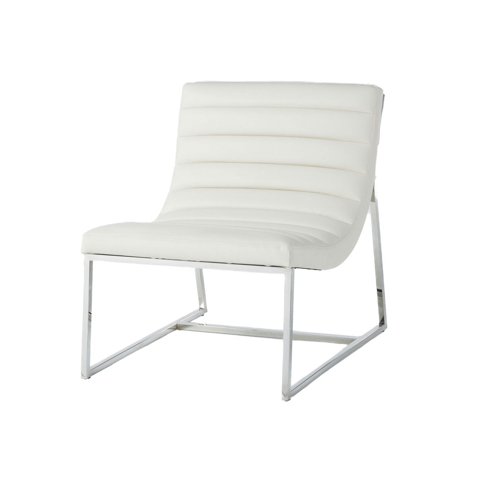 Bardot White Lounge Chair with Stainless Steel Frame -