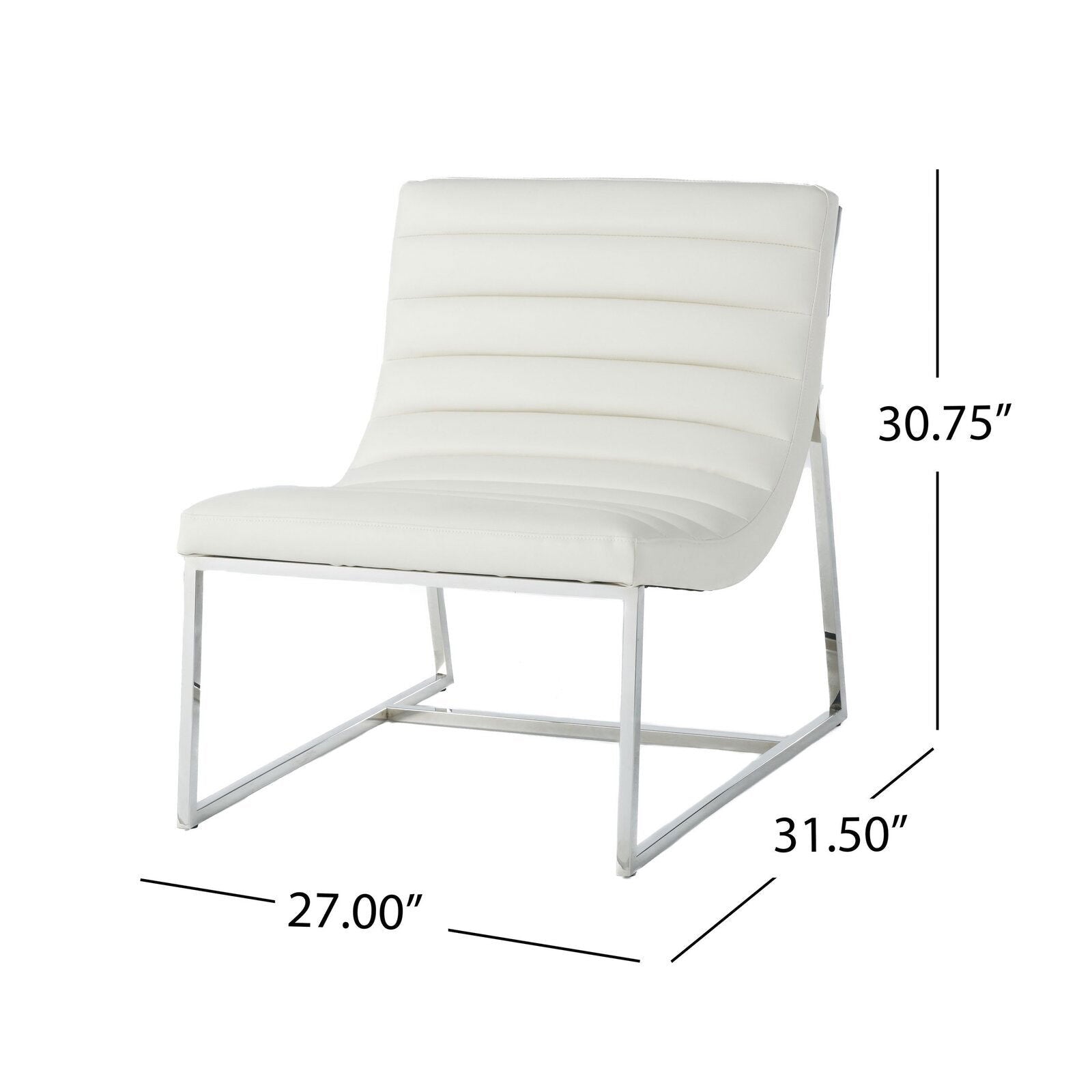 Bardot White Lounge Chair with Stainless Steel Frame -