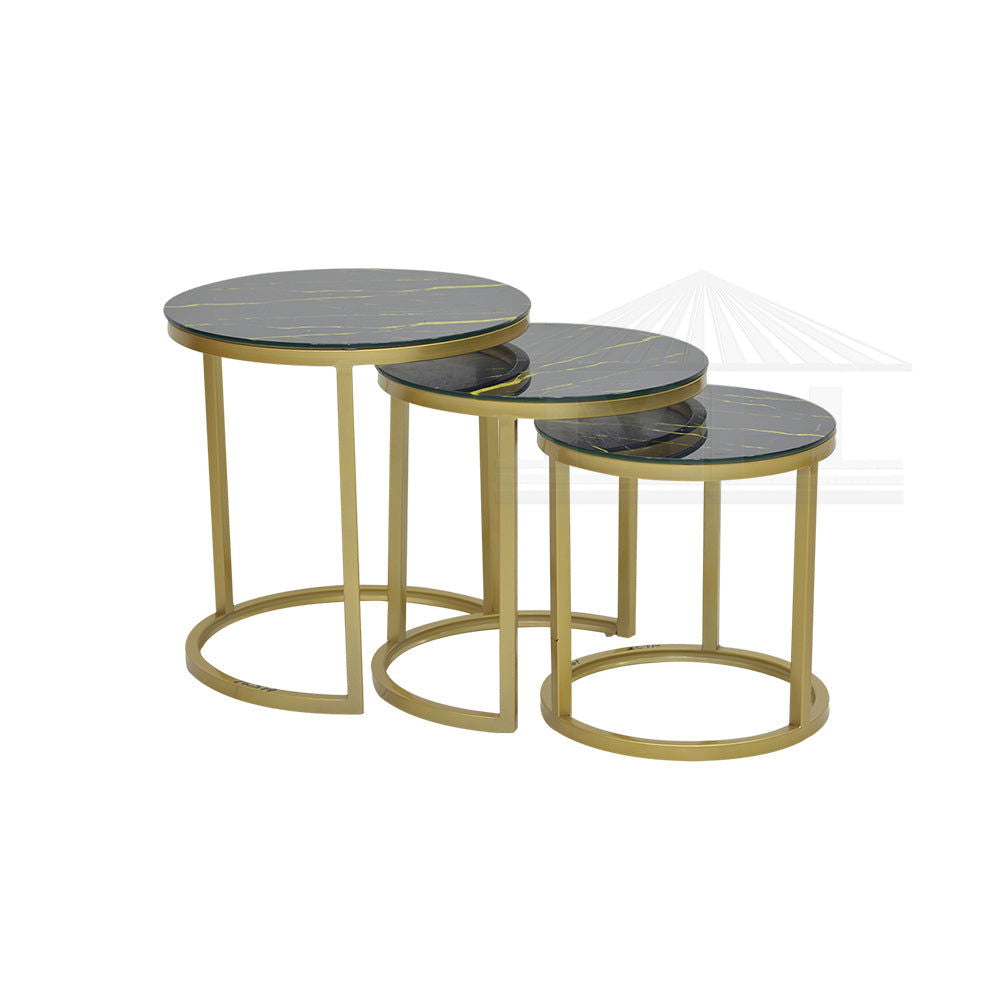 Bedside Table With Metal Frame Set of 3 -