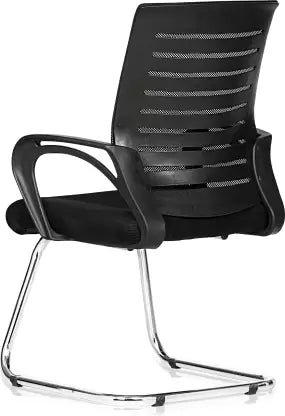 Black Office Visitor Chair with Chrome Pipe Legs -