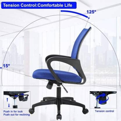Blue Medium Back Office Executive Chair in Mesh with Nylon Wheels Base -