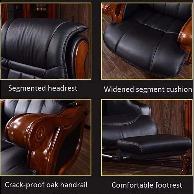 Boss Office Chair High-Back Leather Executive Swivel Adjustable Swivel Office Desk Chair with Armrests Lumbar Support -