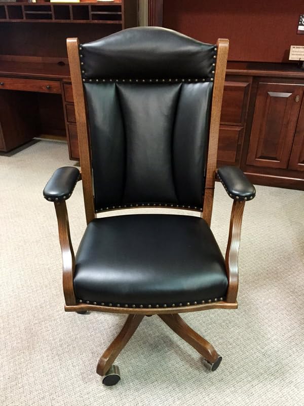 Brown Chair with Wooden Armrest and Base -