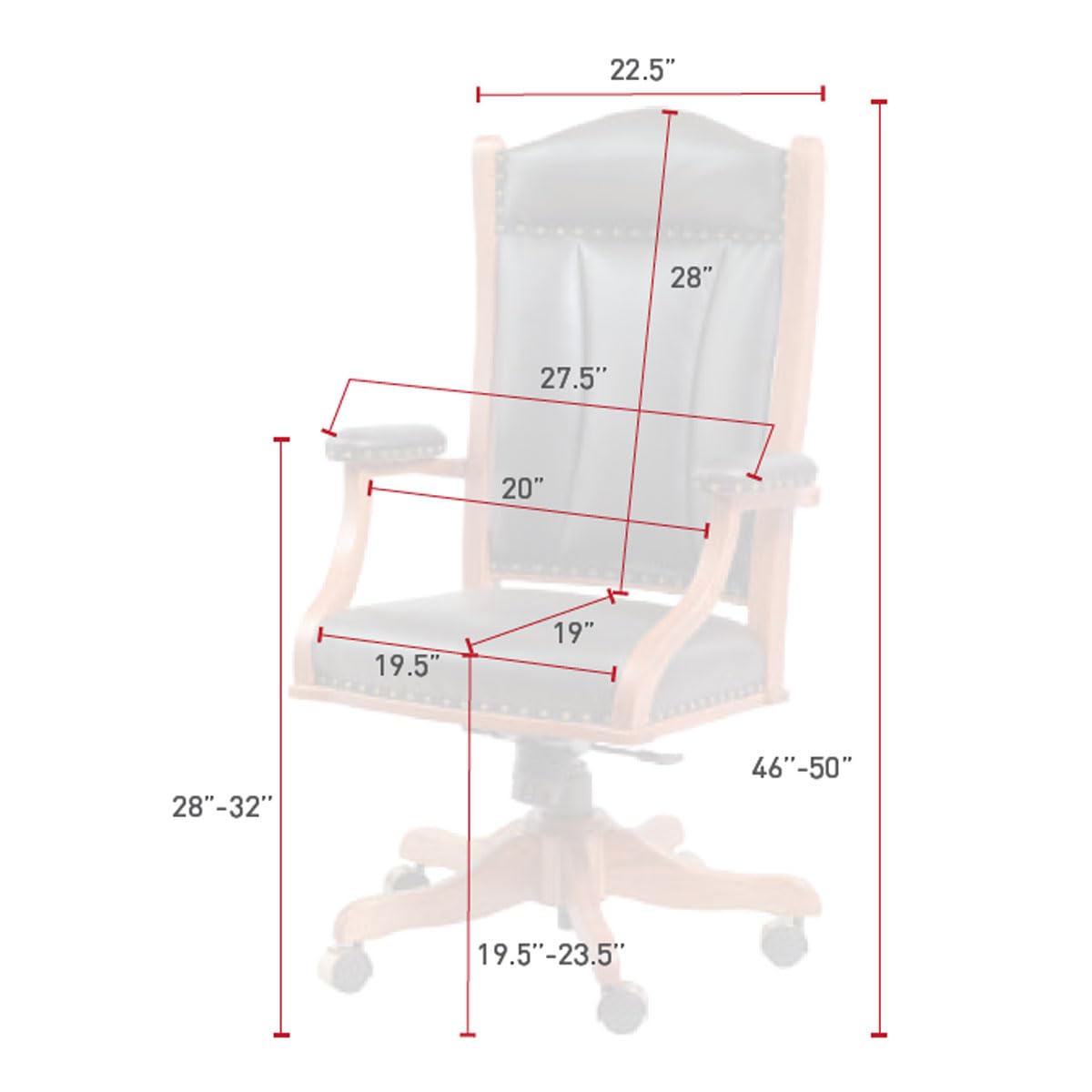 Brown Chair with Wooden Armrest and Base -