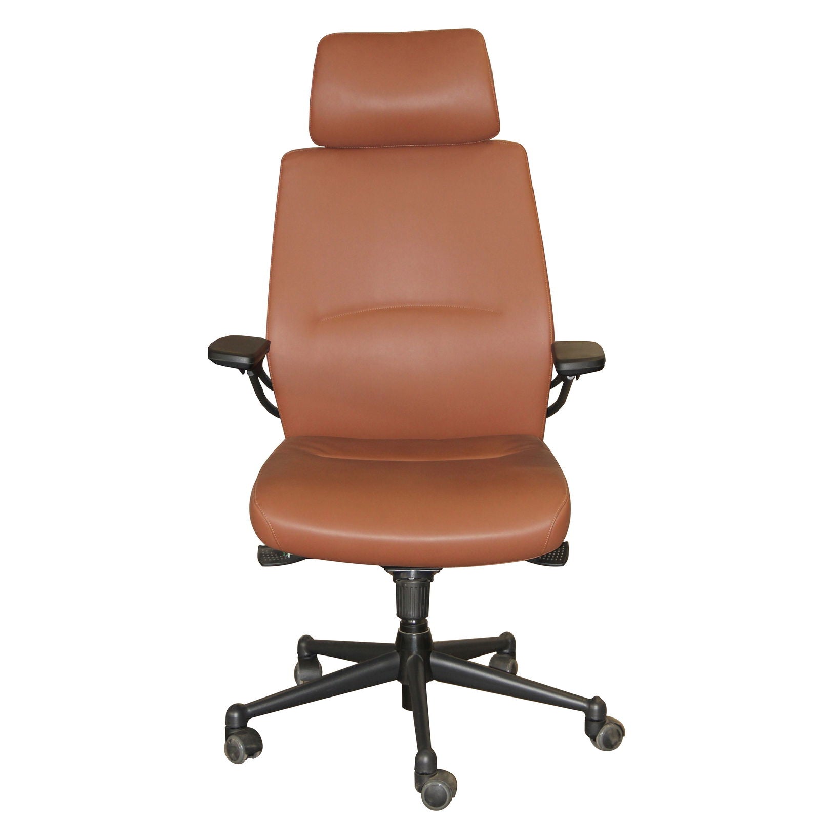 Brown High Back Director Chair with Adjustable Arm Rest and Nylon Base -