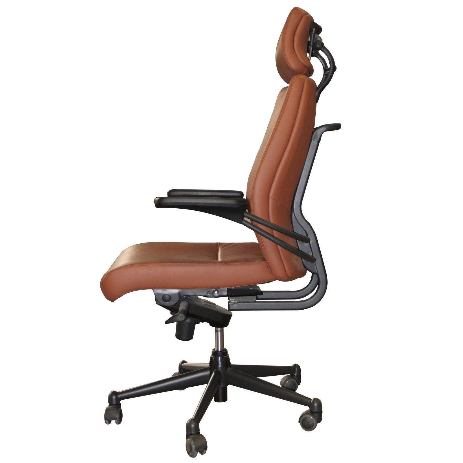 Brown High Back Director Chair with Adjustable Arm Rest and Nylon Base -