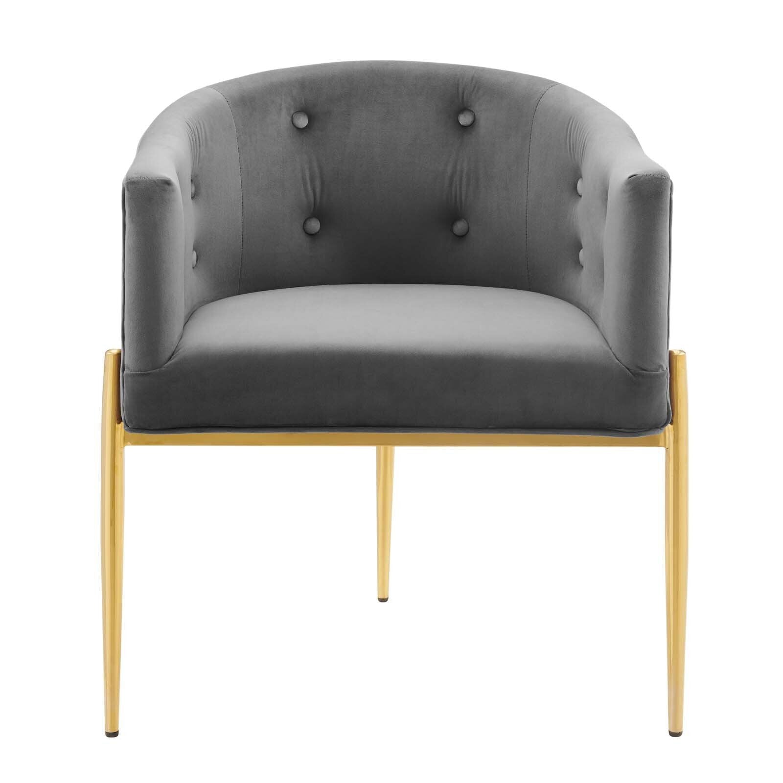 Button Tufted Back in Velvet Armchair -