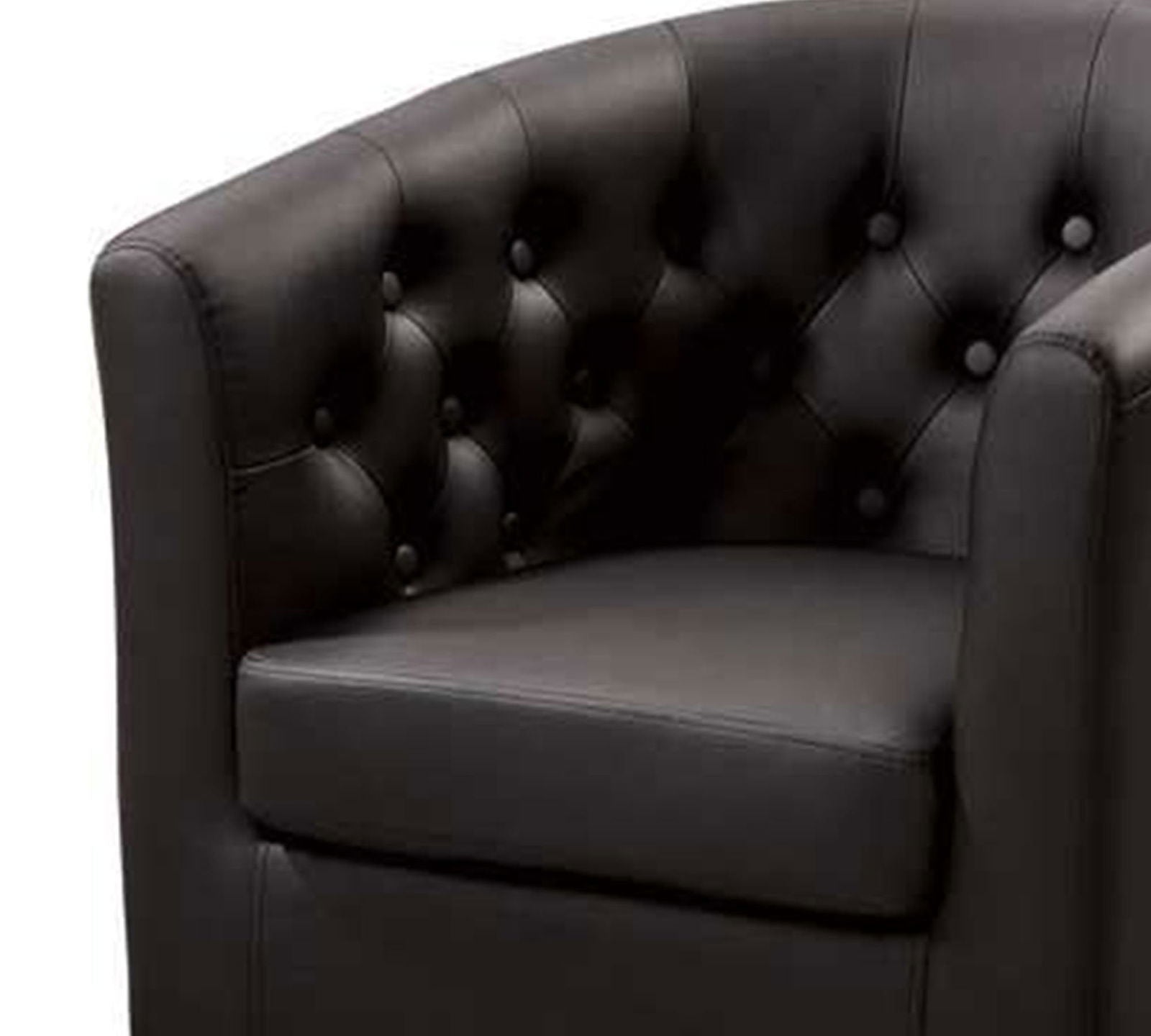 Button Tufted Leatherette Club Chair -