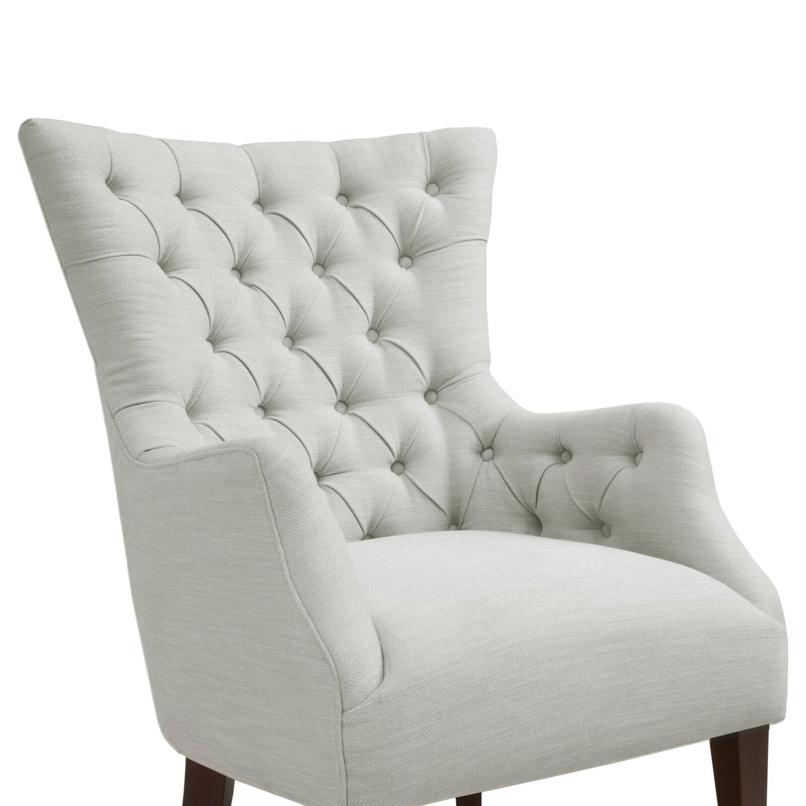 Button Tufted Wing Chair In Ivory -