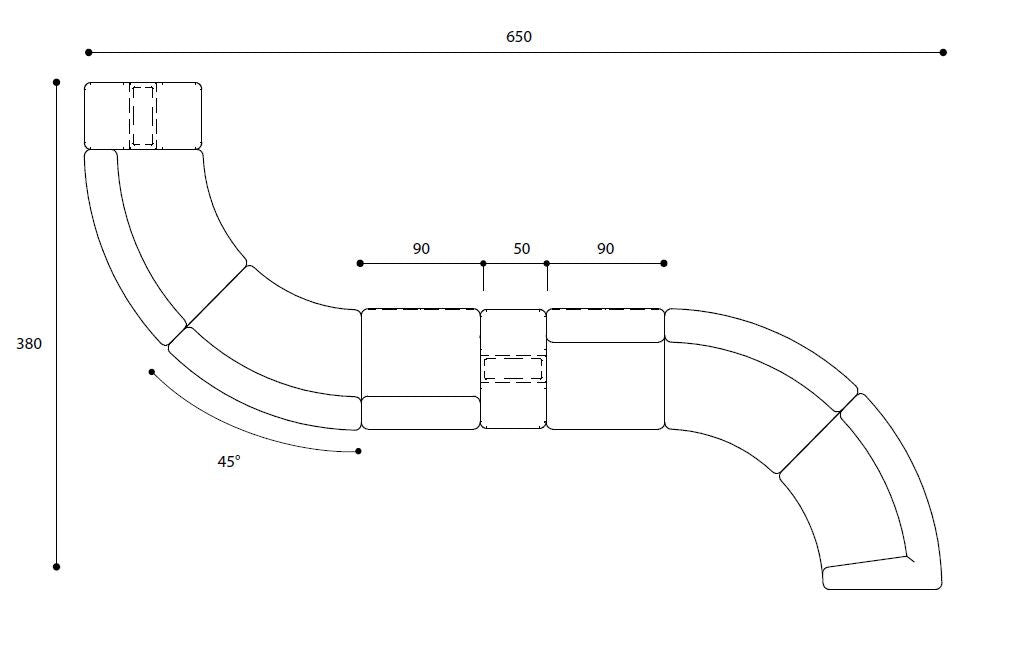 Belt Modular Curved Sectional Sofa, Outdoor Lounge Seating, Premium Fabric Modular Sofa for Modern Office Terraces, Lobbies