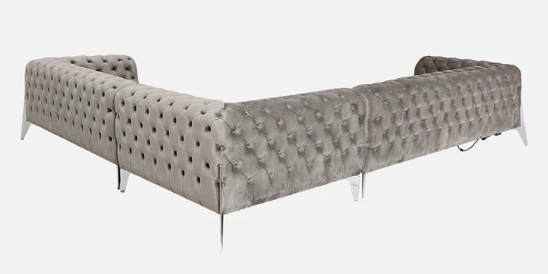 C Shape Fabric Corner Sofa  With Solid Wood Frame And Metal Legs Base -