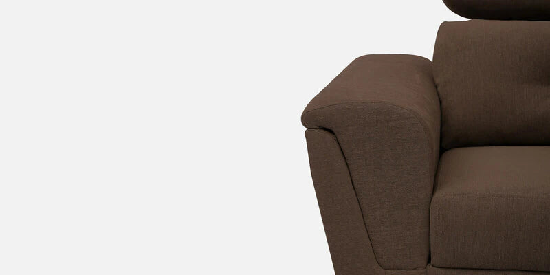 C Shape Fabric Corner Sofa with Solid Wood Frame in Chestnut Brown Color -