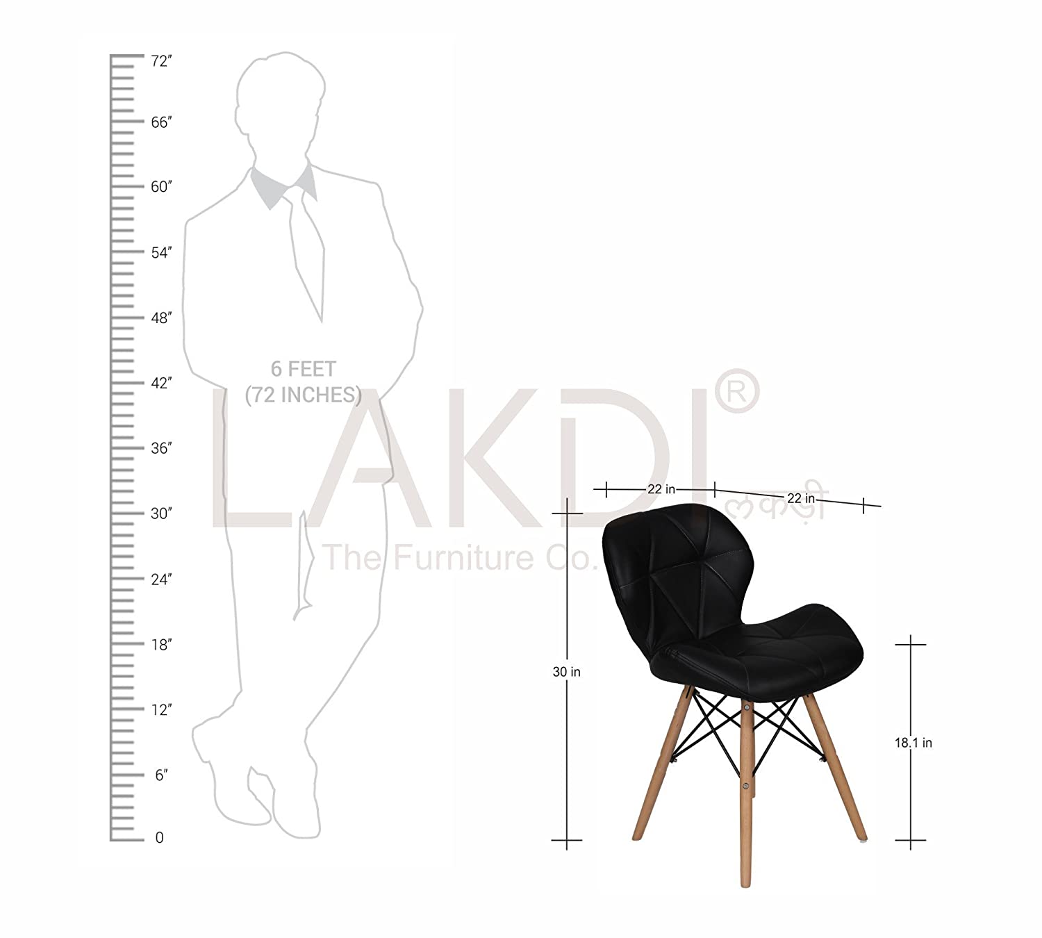 Cafe Chair With Medium Back Wooden Legs Base -