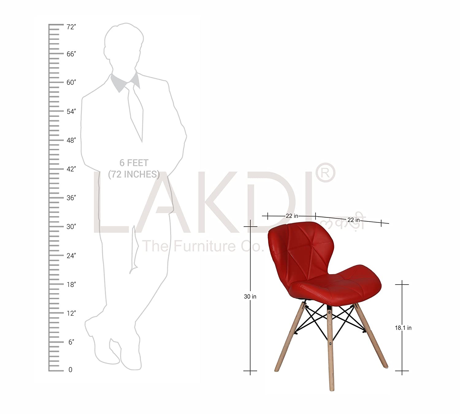 Cafe Chair With Medium Back Wooden Legs Base -