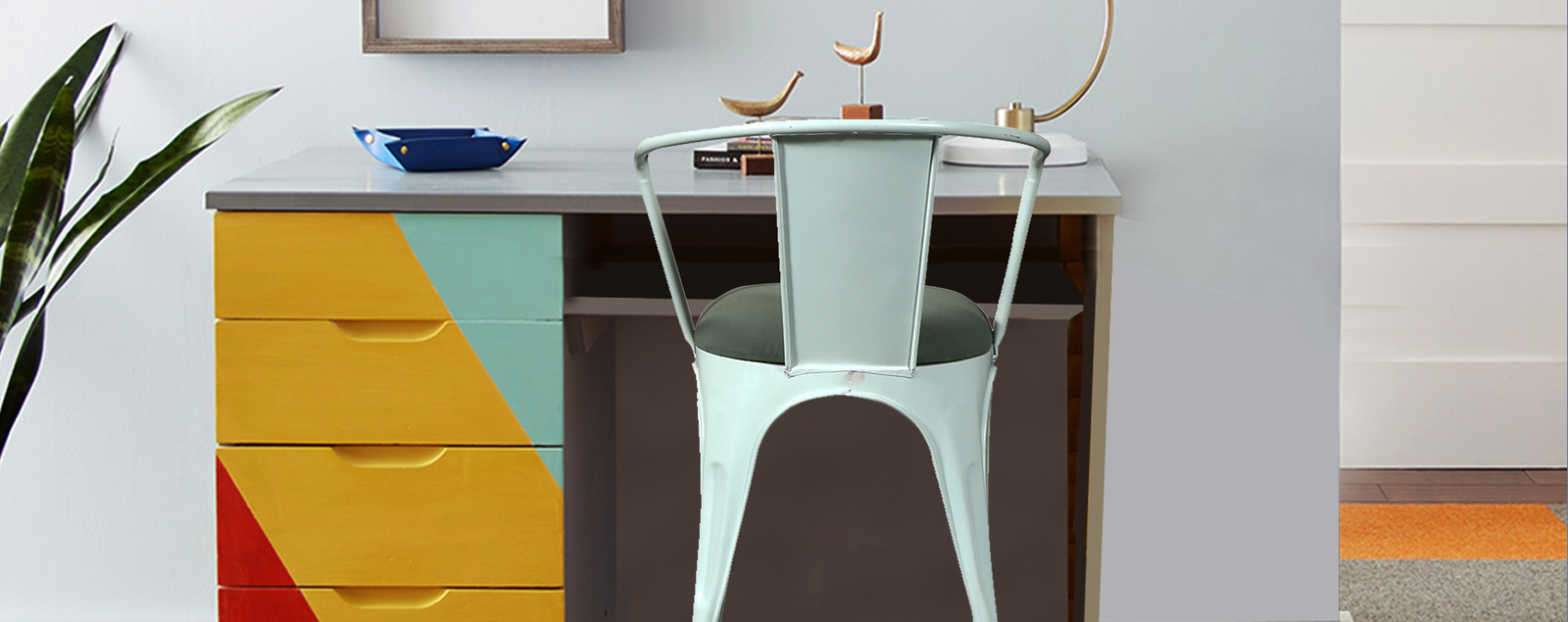 Cafe Chair With Metal Frame Cushioned -