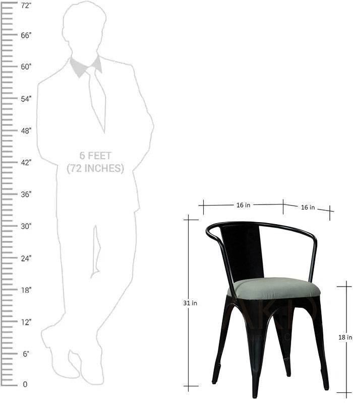 Cafe Chair With Metal Frame Legs Base -