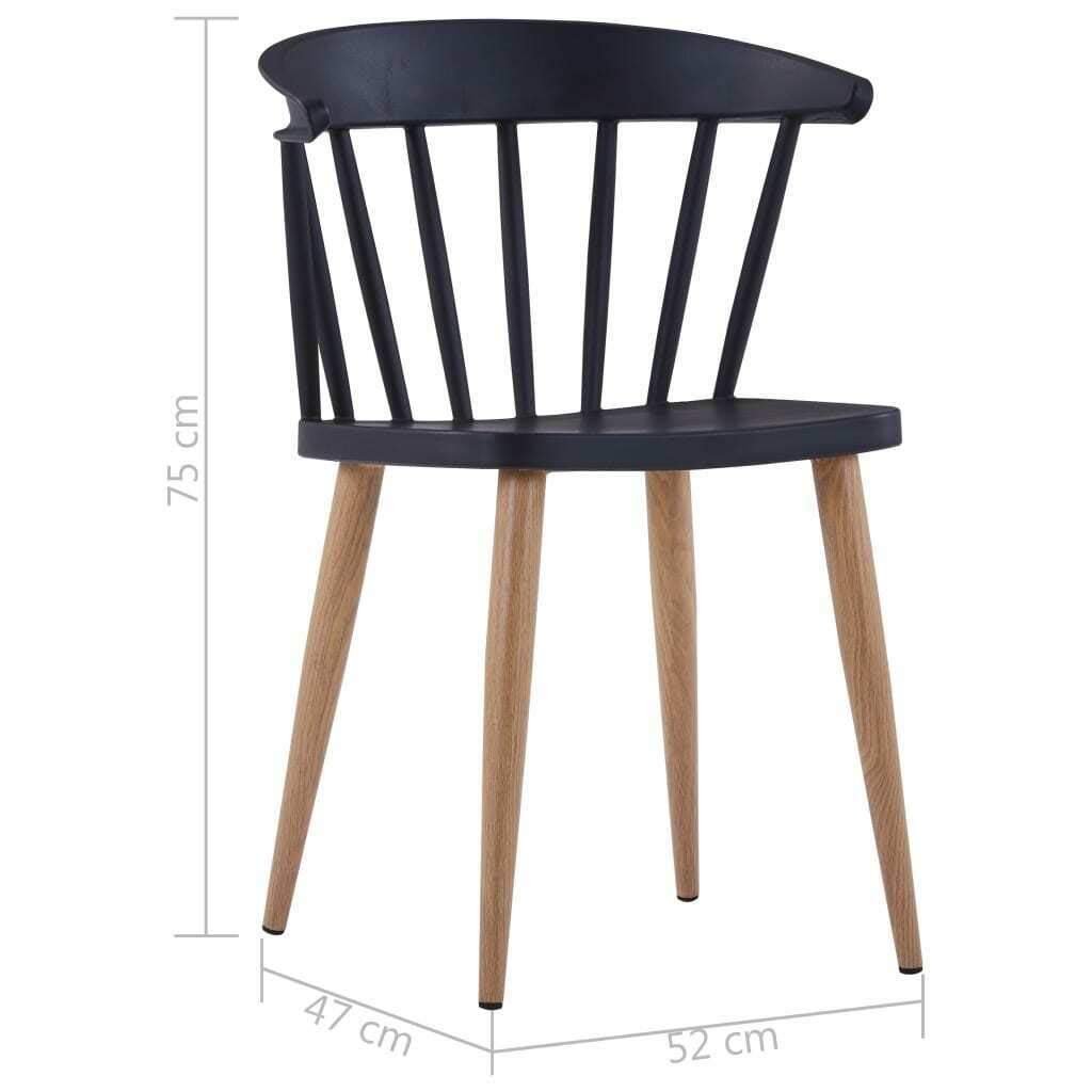 Cafe Chair in Black and Legs in Metal Base -