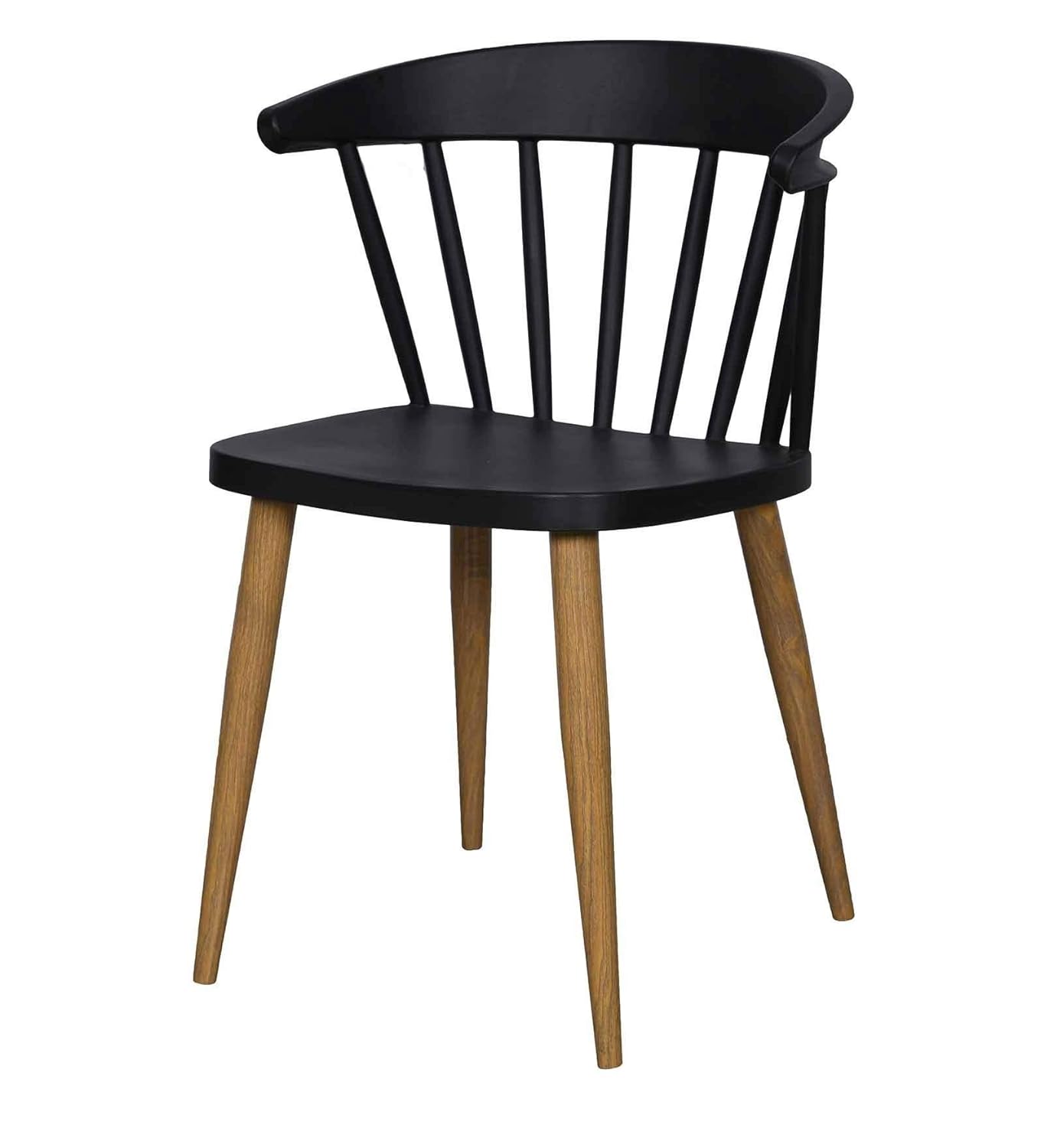 Cafe Chair in Black and Legs in Metal Base -