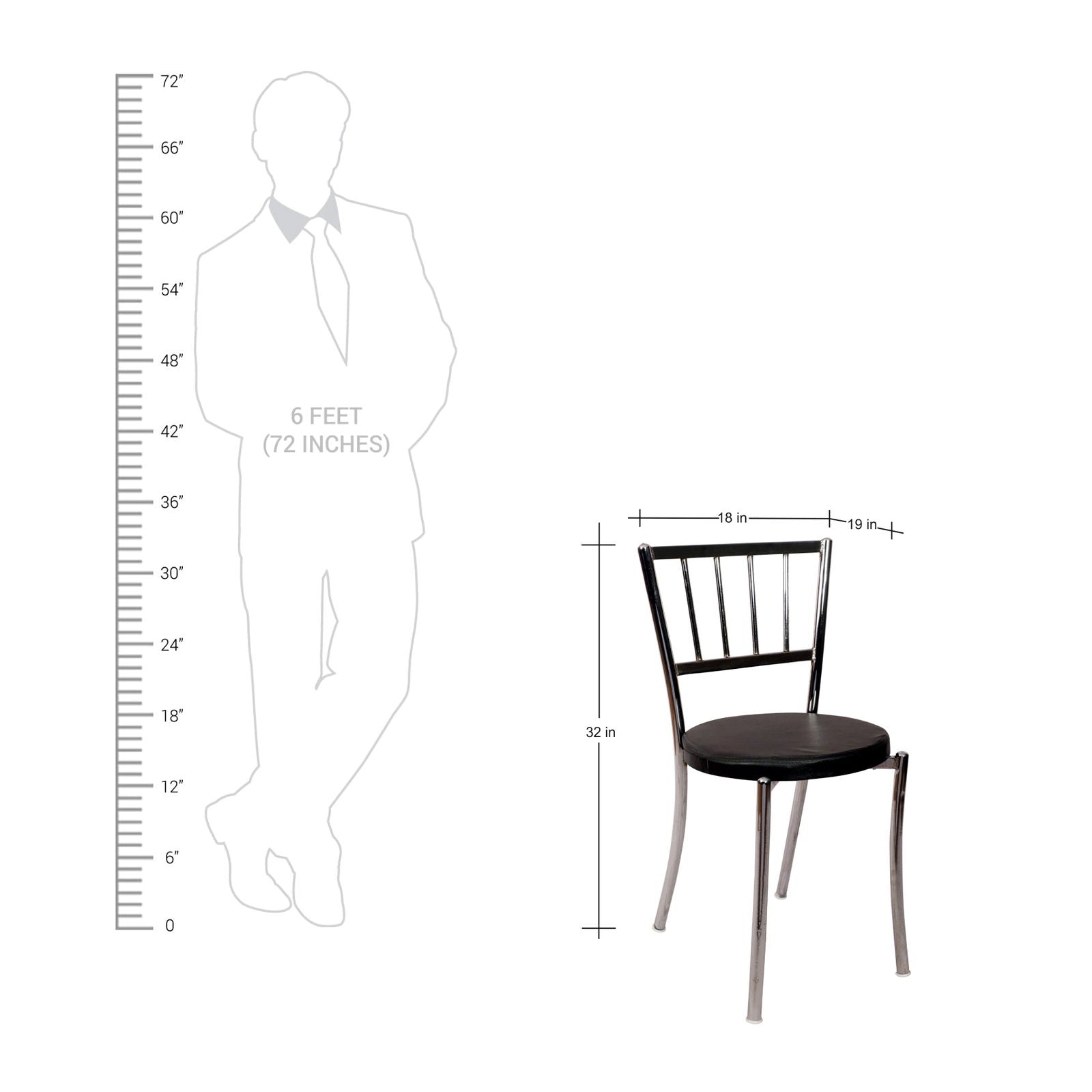 Cafe Chair in Metal Frame Legs Cushioned -