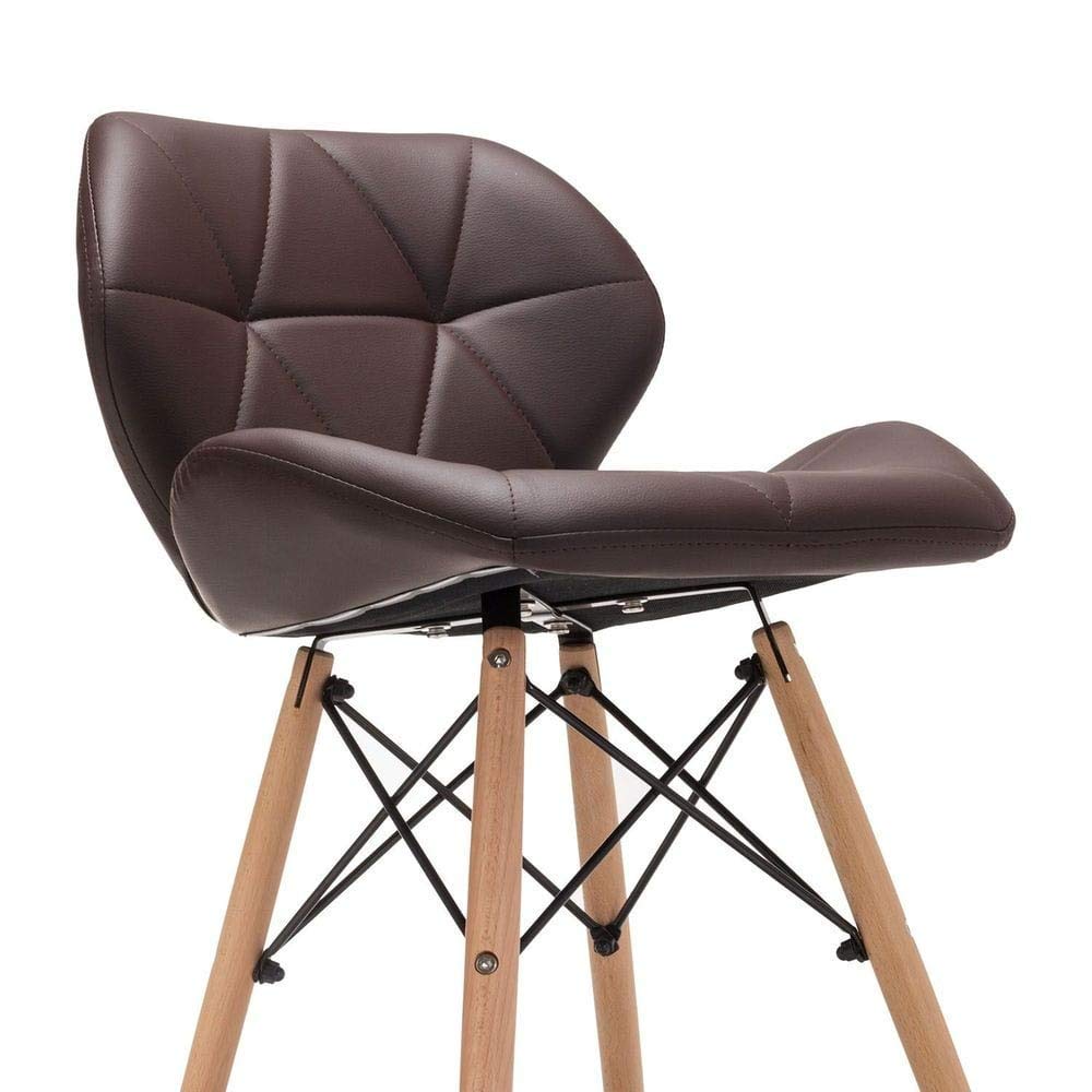 Cafe Chair in Wooden Legs Base Leatherette -