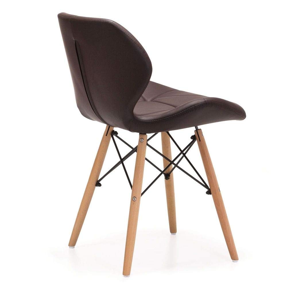Cafe Chair in Wooden Legs Base Leatherette -