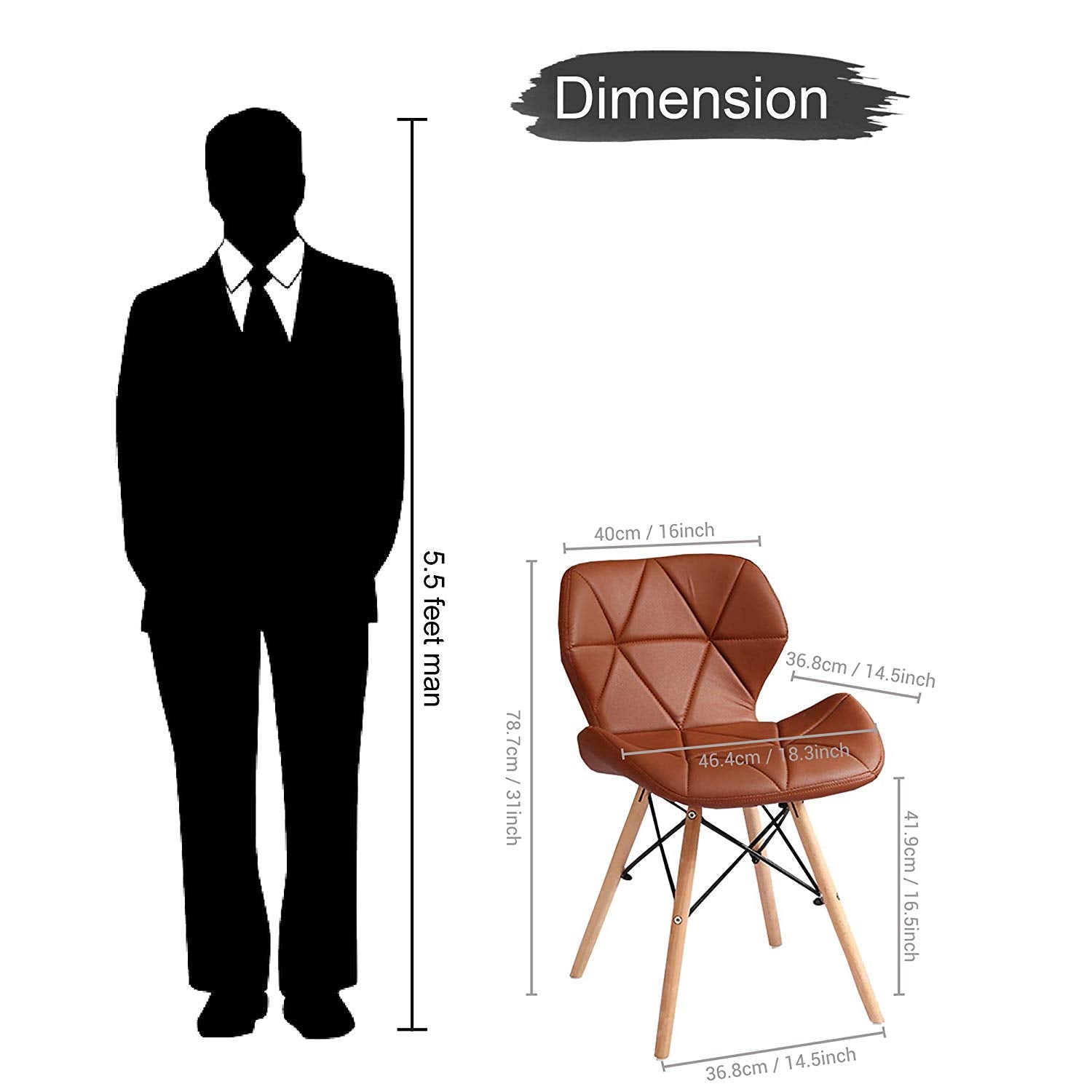 Cafe Chair in Wooden Legs Base Leatherette -