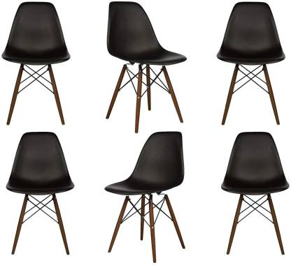 Cafe Chair in Wooden Legs Base PP Molded -