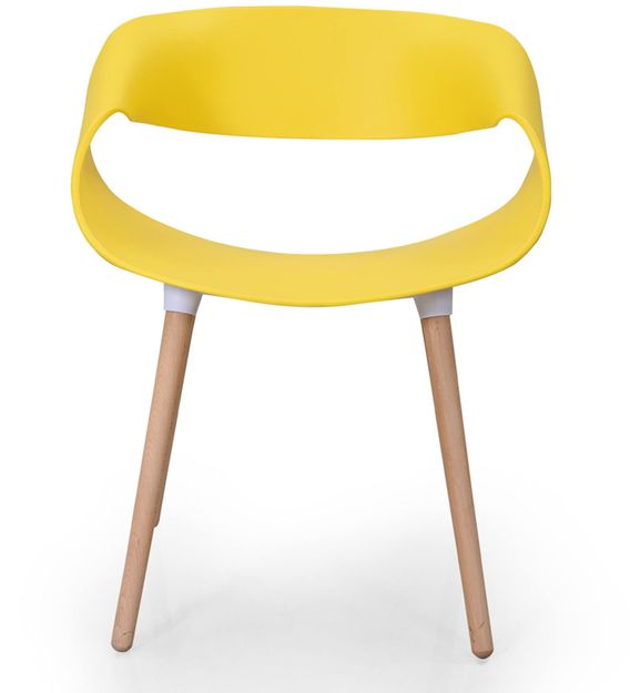 Cafe Chair in Wooden Legs Base PP Molded -