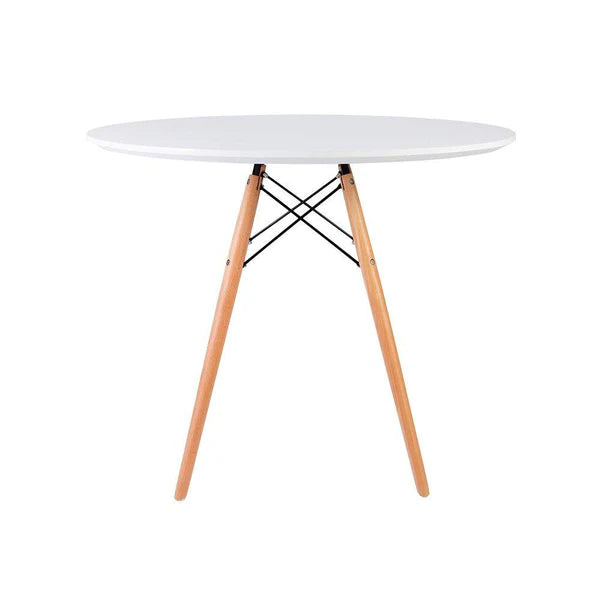 Cafe Table Pre-Laminated Particle Board Top with Wooden Legs -